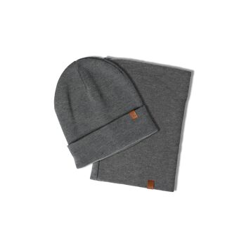 Ensemble 2 pièces bonnet et guêtre en tricot pour hommes 3