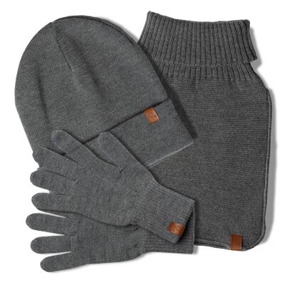 3-teiliges Set aus Strickmütze, Dickie und Handschuhen für Herren