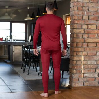 Ensemble manches longues et bas en laine mérinos 160 g/m² pour homme Royal Cherry 2