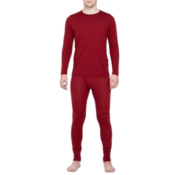 Ensemble manches longues et bas en laine mérinos 160 g/m² pour homme Royal Cherry 3