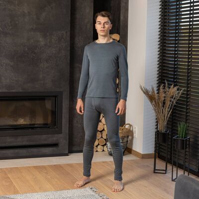Ensemble de manches longues et bas en laine mérinos 250 g/m² pour homme Perfect Grey