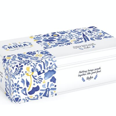 ROKA Luxury Gift Tin Cheese Crispies Gouda Cheese Delft Blue 70g