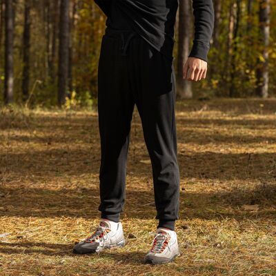 Pantalon de jogging en laine mérinos 250 g/m² pour homme Noir