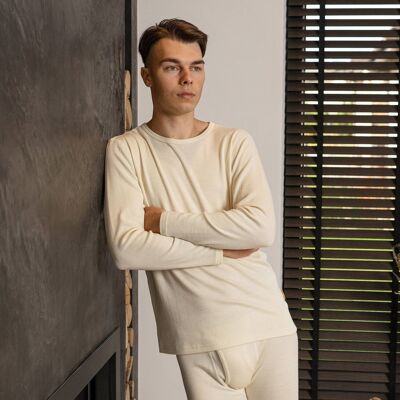 Men's Merino Wool 250gsm Long Sleeve Crew Natural