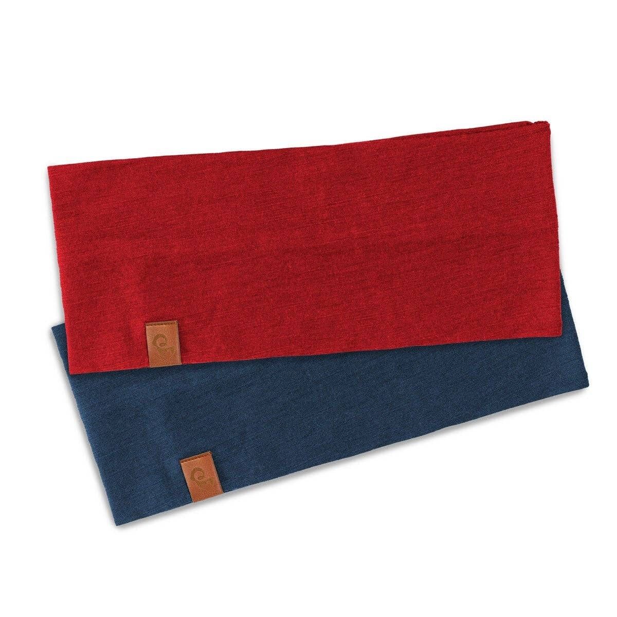 Confezione da 2 fasce da uomo in lana merino Royal cherry/denim