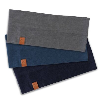 Pack de 3 cintas para la cabeza de lana merino para hombre Gris perfecto/Denim/Azul oscuro