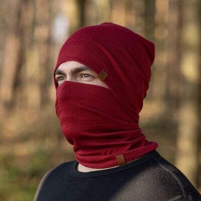 Ensemble bonnet et guêtre en laine mérinos pour homme Royal Cherry