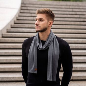 Écharpe Homme Laine Mérinos Perfect Grey 1