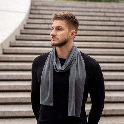 Men's Merino Wool Scarf Perfect Grey