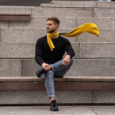 Men's Merino Wool Scarf Power Mango/Black