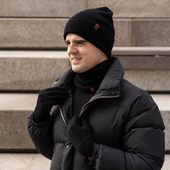 Ensemble 2 pièces bonnet et gants en tricot pour hommes 5