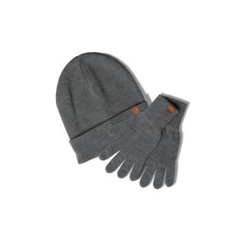 Ensemble 2 pièces bonnet et gants en tricot pour hommes 2