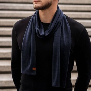 Echarpe Homme Merino Bleu Foncé 1