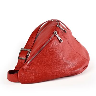 MARSUPIO UNISEX IN PELLE FORMATO MAXI CON TRACOLLA IN PELLE E TRE TASCHE ZCON CHIUSURA ZIP - B297 MARSUPIONE