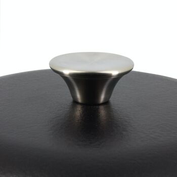 Cocotte olaf 24cm en fonte noire avec anse en acier inoxydable 4