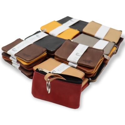 50 pcs. key pouch leather - multicolor key pouch with zipper