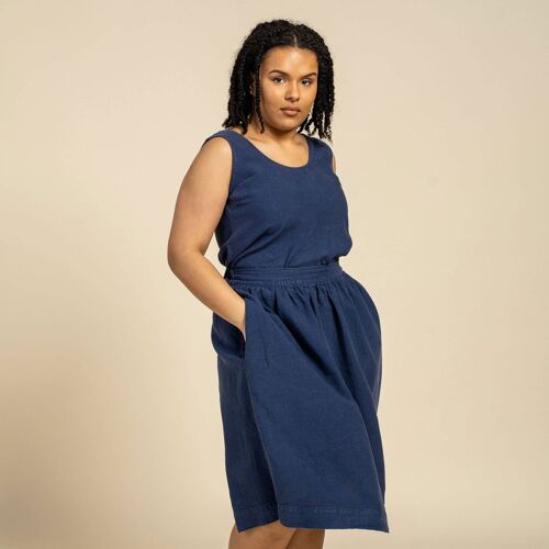 Organic 100% Linen Set Of Tank Top HANA & Skirt SOPHIA - Storm Blue