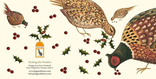 Pecking the Prickles Christmas card and recycled envelope