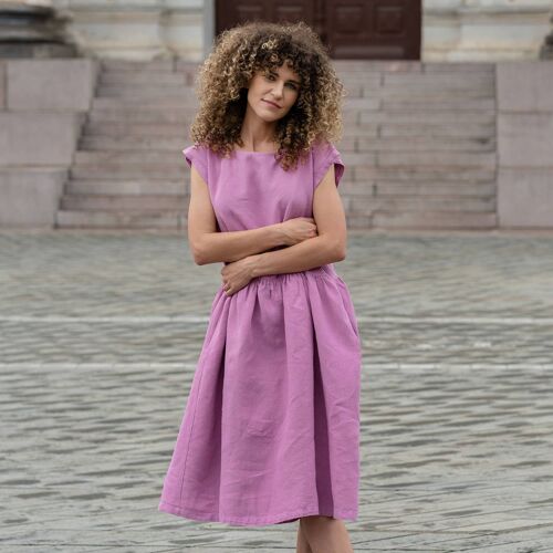 Organic 100% Linen Smock Dress – CECILIA Lavender Purple