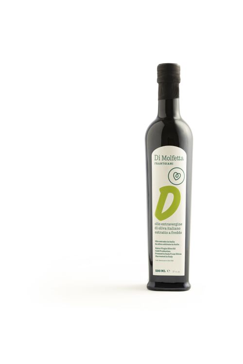 Olio extravergine di oliva bottiglia 500 ML "D" Delicato 100% italiano