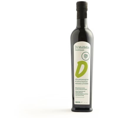 Huile d'olive extra vierge Bouteille 500 ML "D" Délicate 100% italienne