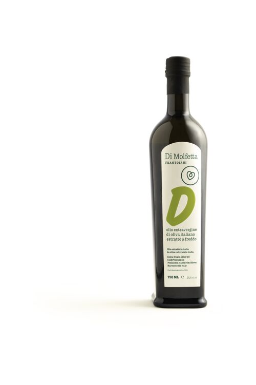 Olio extravergine di oliva bottiglia da 750 ML "D" delicato 100% prodotto italiano
