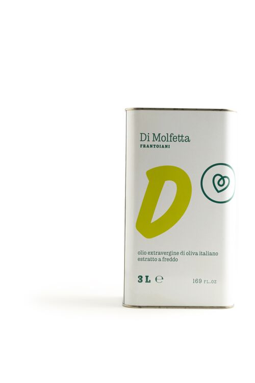 Olio extravergine di oliva in lattina 3 LT "D" delicato 100% prodotto italiano