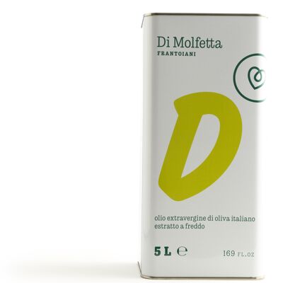 Aceite de oliva virgen extra en lata de 5 litros "D" Delicado producto 100% italiano