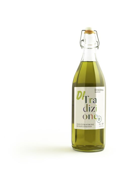 Olio extravergine di oliva in bottiglia da 1 LT TRADIZIONALE- Novello- 100% prodotto italiano