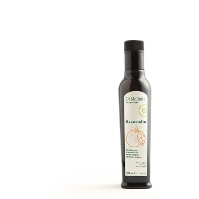 Aceite de oliva virgen extra sabor NARANJA en botella de 250 ml, producto 100% italiano