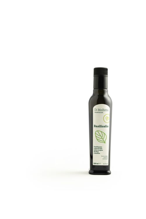 condimento a base di olio extravergine di oliva e BASILICO da 250 ml in bottiglia - 100% prodotto italiano