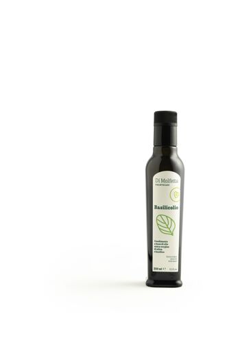 condiment à base d'huile d'olive extra vierge et BASILIC 250 ml en bouteille - produit 100% italien