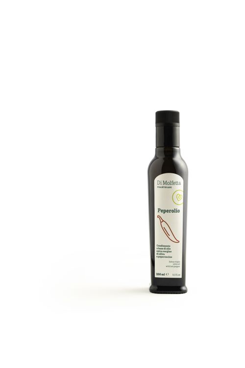 Olio extravergine di oliva aromatizzato al PEPERONCINO bottiglia da 250 ml, 100% prodotto italiano