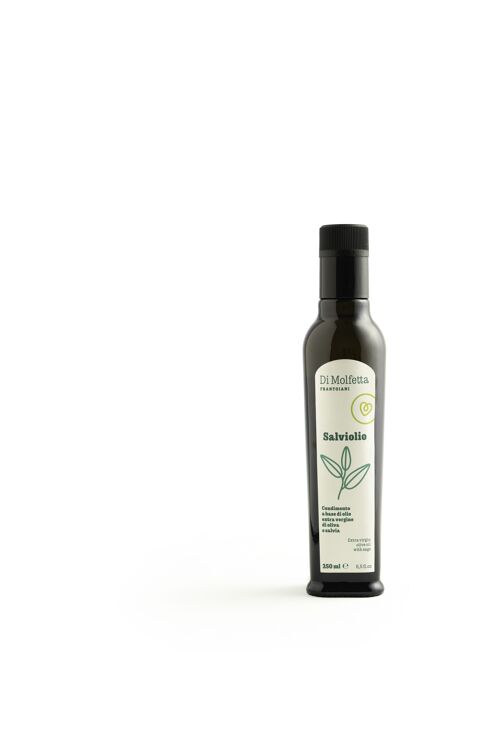 Olio extravergine di oliva aromatizzato al SALVIA bottiglia da 250 ml, 100% prodotto italiano