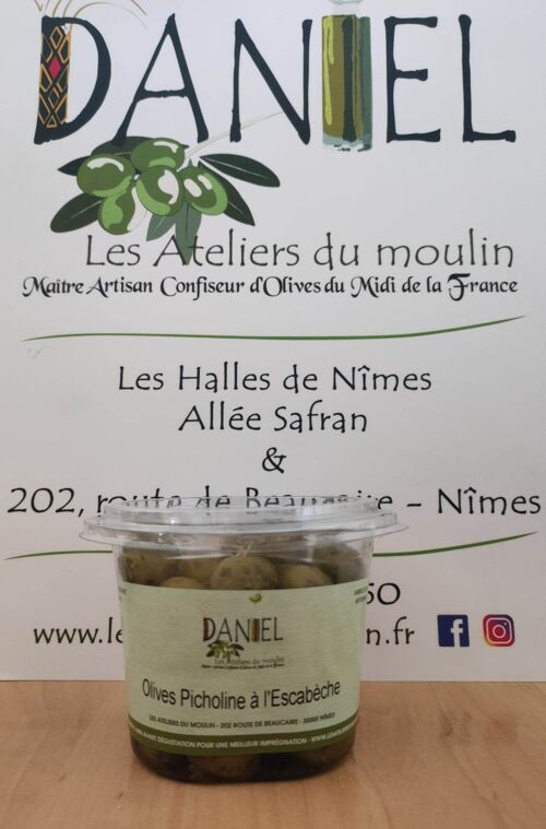 Olives vertes Picholine de France à l'escabèche pasteurisées 250gr