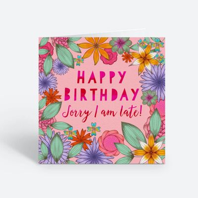 Tarjeta de felicitación de feliz cumpleaños - cumpleaños tardío