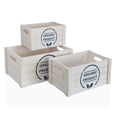 SET OF 3 ORGANIC WOODEN BOXES 22010081