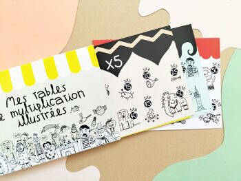 Coffret Tables de multiplications illustrées, cartes mentales et jeu multiplications 10