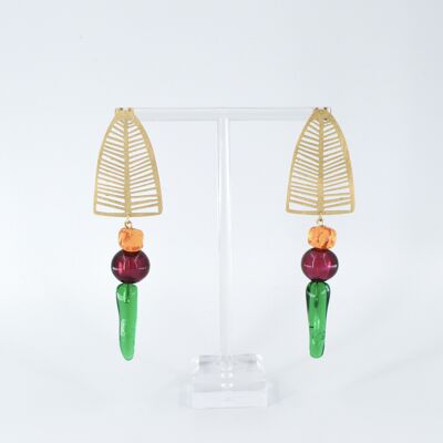 Boucles d'oreilles botaniques avec verre de Murano