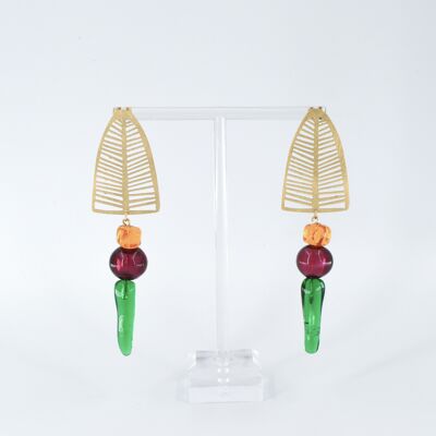 Boucles d'oreilles botaniques avec verre de Murano