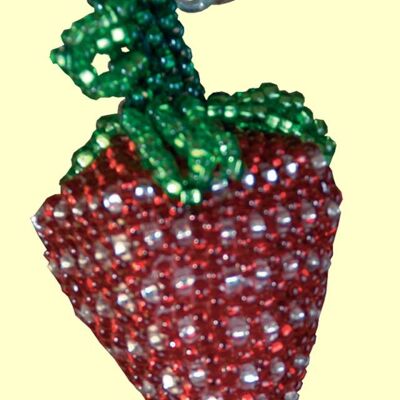 Glass bead key chain strawberry