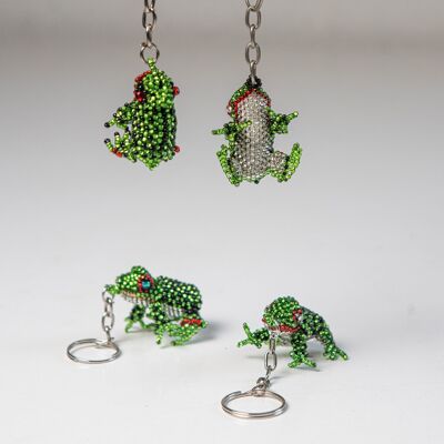 Glass bead key chain frog