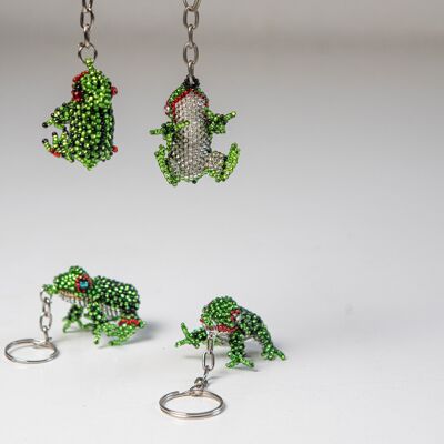 Glass bead key chain frog