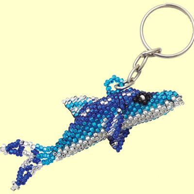 Glass bead key chain dolphin