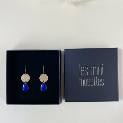 Juliette sequin earrings in stainless steel and blue enamel