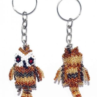 Glass bead keychain owl