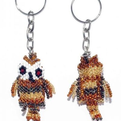 Glass bead keychain owl