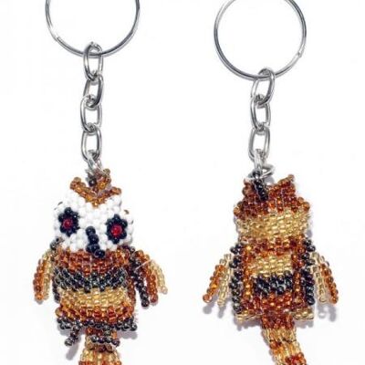Glass bead keychain owl