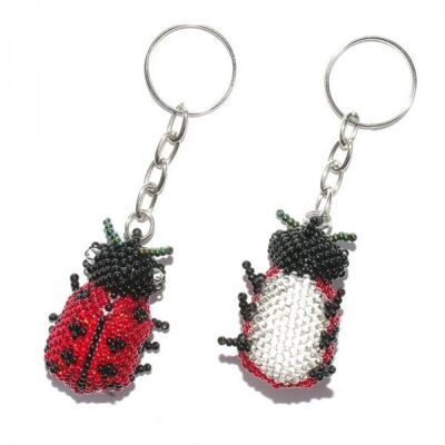 Glass bead key chain ladybug