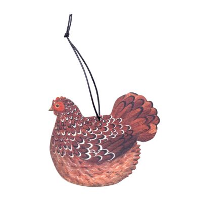 Happy Hen two-sided wooden decoration